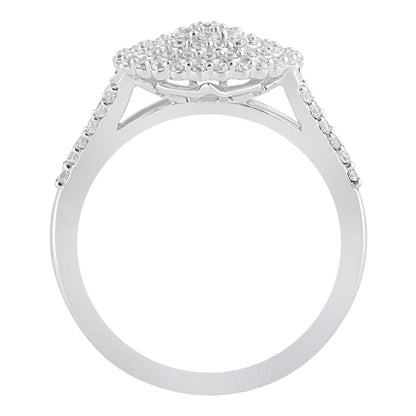0.50 Carat Natural Round Cut Diamond 14KT White Gold Cluster Ring