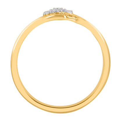 0.05 Carat Natural Diamond Floral Cluster Bypass Ring in 14K Yellow Gold