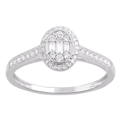 0.25 Carat Natural Diamond 14KT White Gold Halo Engagement Ring