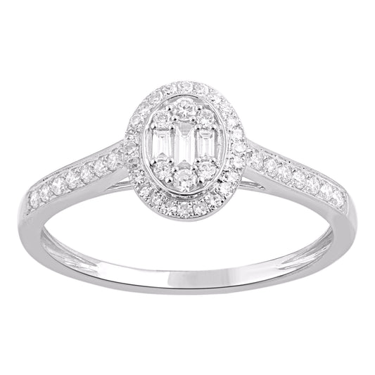 0.25 Carat Natural Diamond 14KT White Gold Halo Engagement Ring