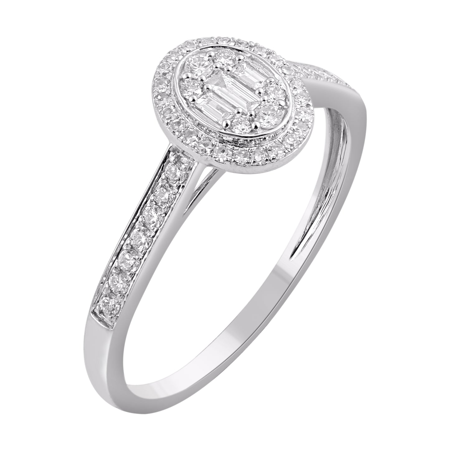 0.25 Carat Natural Diamond 14KT White Gold Halo Engagement Ring