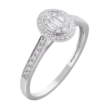0.25 Carat Natural Diamond 14KT White Gold Halo Engagement Ring