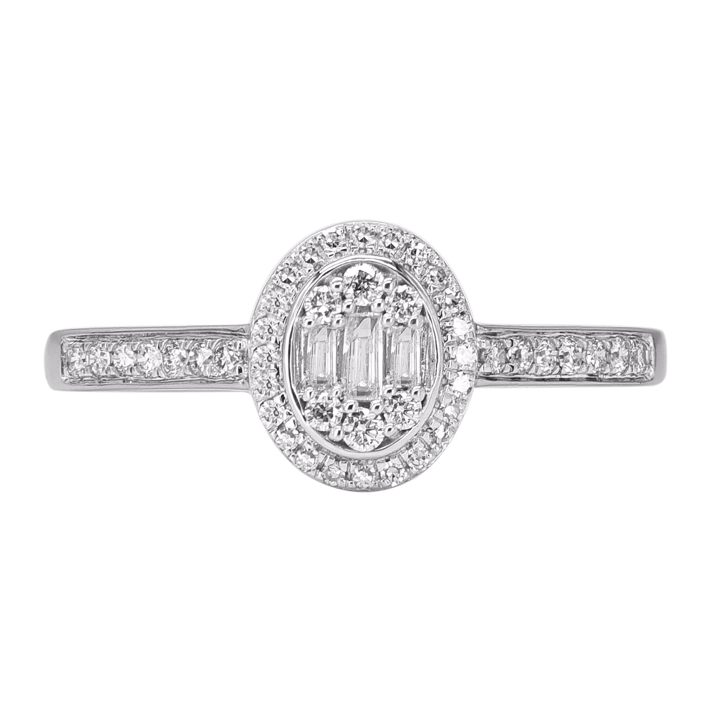 0.25 Carat Natural Diamond 14KT White Gold Halo Engagement Ring