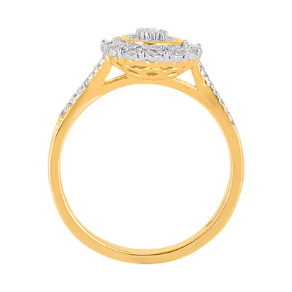 0.15 Carat Natural Diamond 14 Karat Yellow Gold Halo Cluster Ring