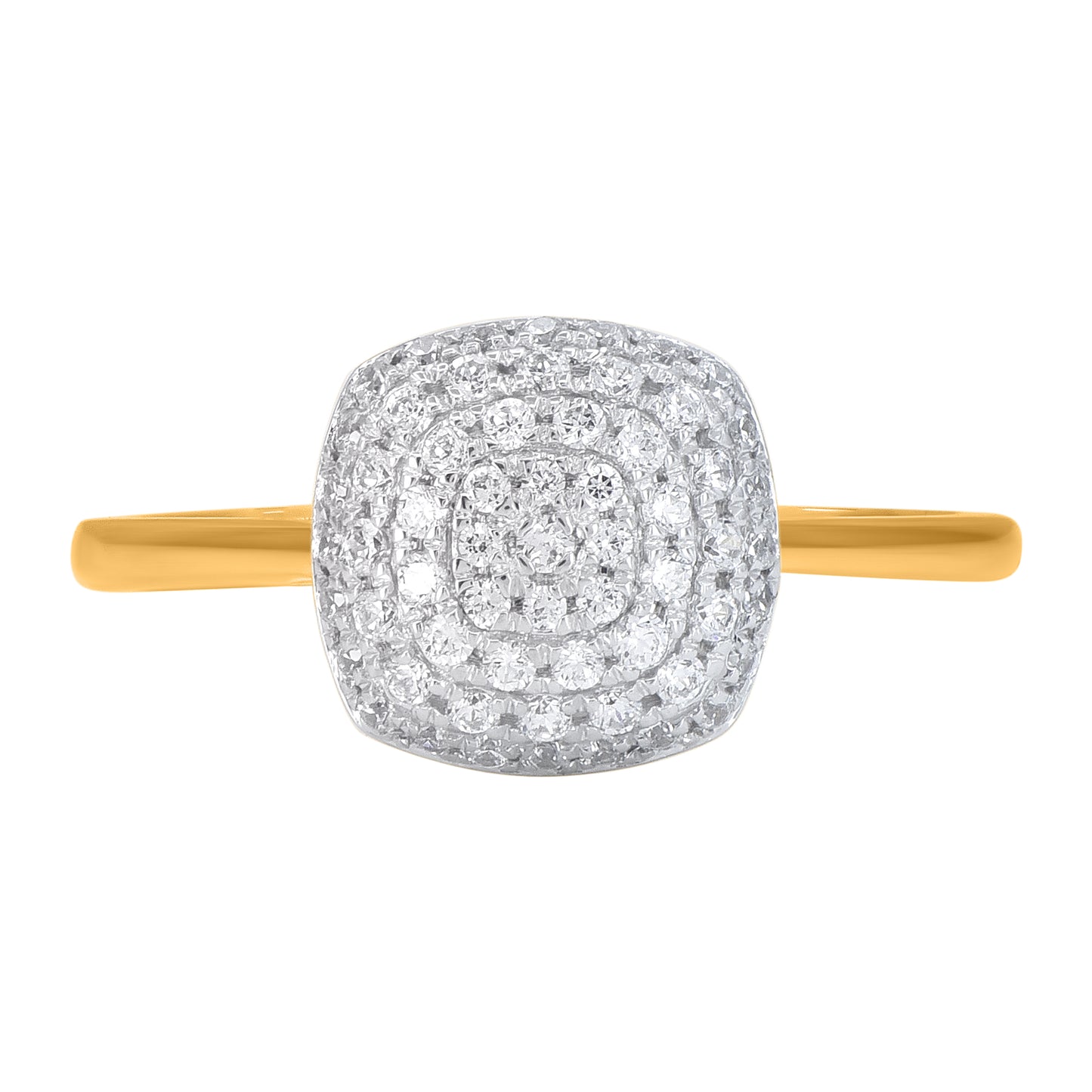 0.33 Carat Natural Round Diamond 14KT Yellow Gold Cluster Ring