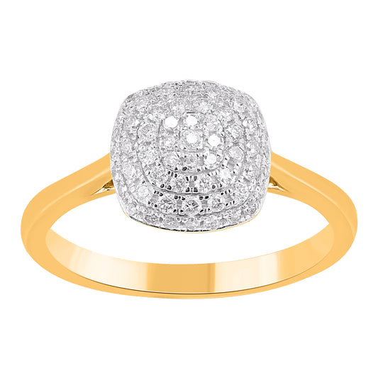 0.33 Carat Natural Round Diamond 14KT Yellow Gold Cluster Ring