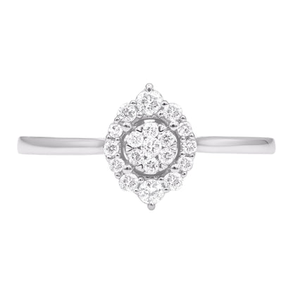 0.18 Carat Natural Diamond 14 Karat White Gold Floral Cluster Halo Ring