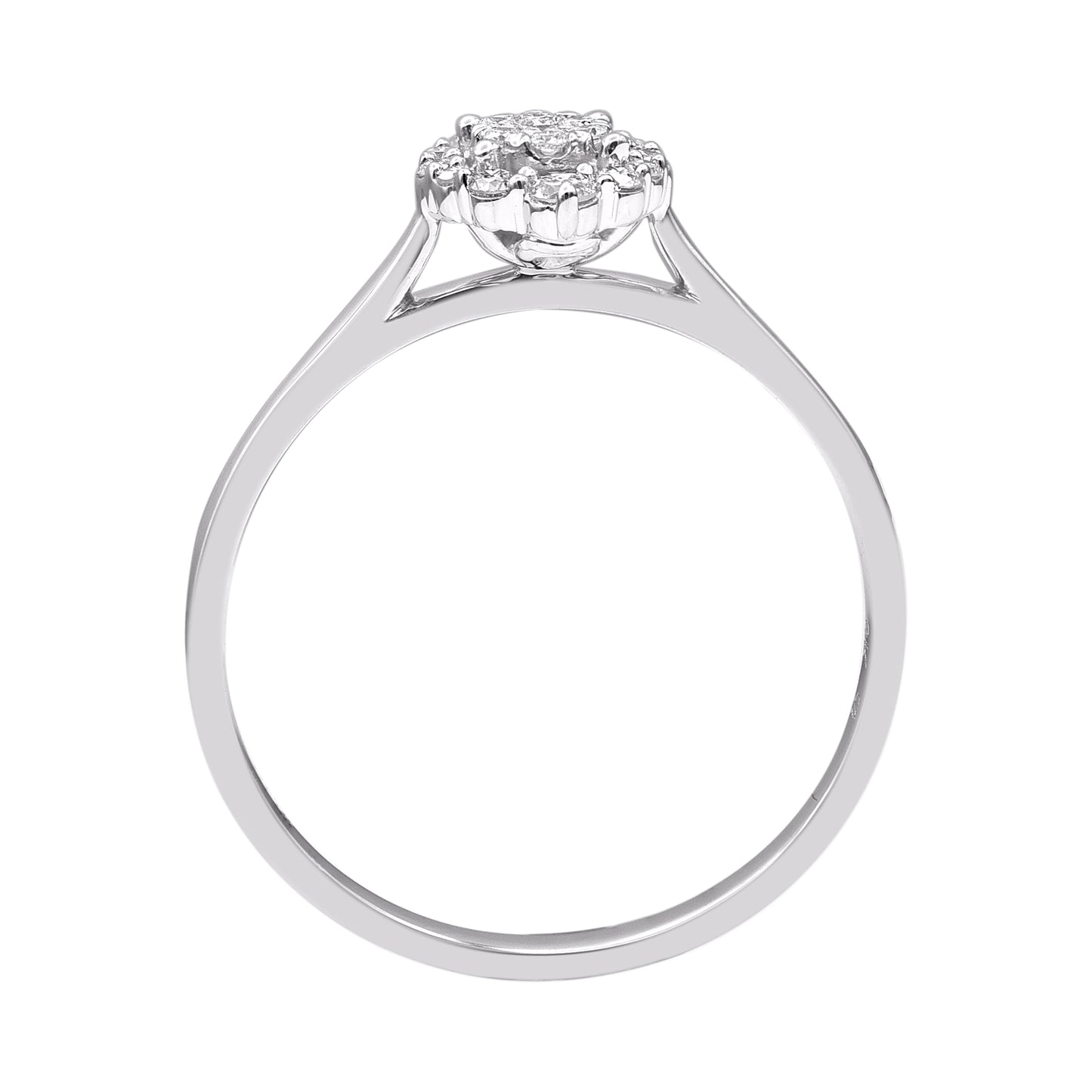 0.18 Carat Natural Diamond 14 Karat White Gold Floral Cluster Halo Ring
