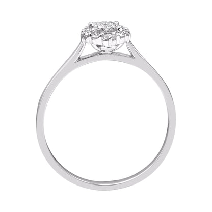 0.18 Carat Natural Diamond 14 Karat White Gold Floral Cluster Halo Ring