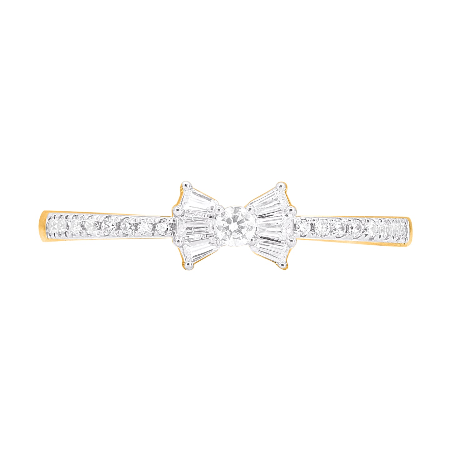 0.25 Carat Natural Diamond Bow Ring in 14KT Yellow Gold