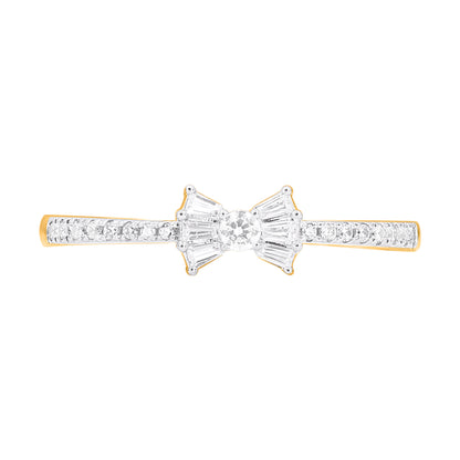 0.25 Carat Natural Diamond Bow Ring in 14KT Yellow Gold