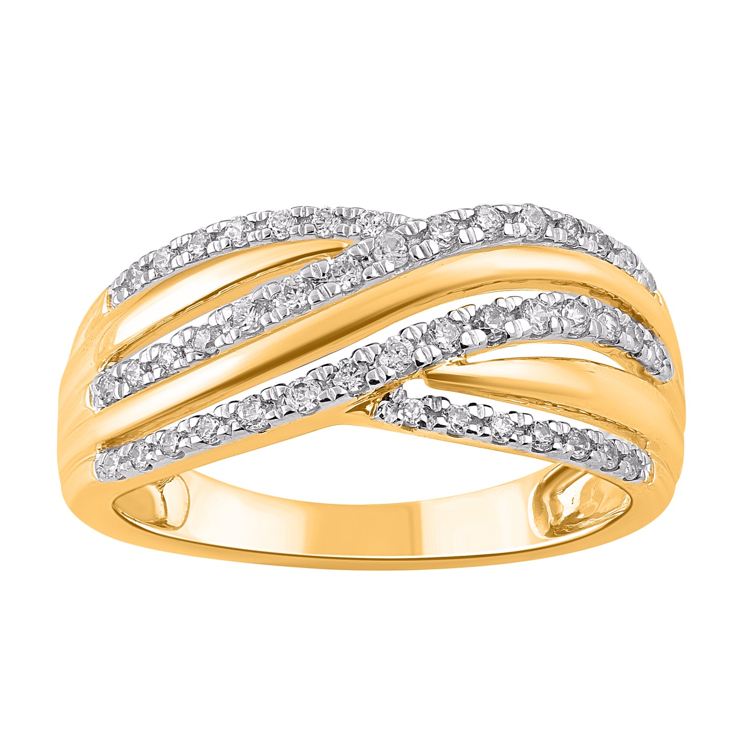 0.33 Carat Natural Round Diamond 14 Karat Yellow Gold Wedding Band Ring