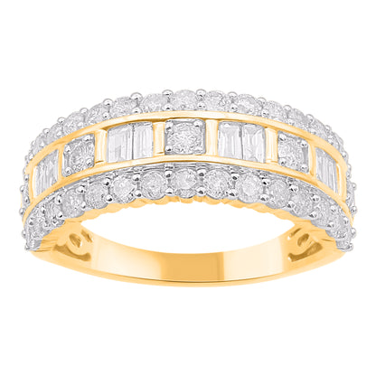 1.20 Carat Natural Diamond 14 Karat Yellow Gold Wedding Band Ring