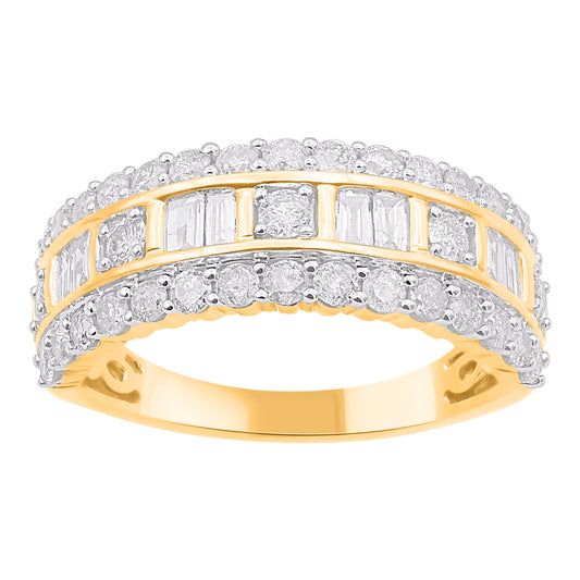1.20 Carat Natural Diamond 14 Karat Yellow Gold Wedding Band Ring