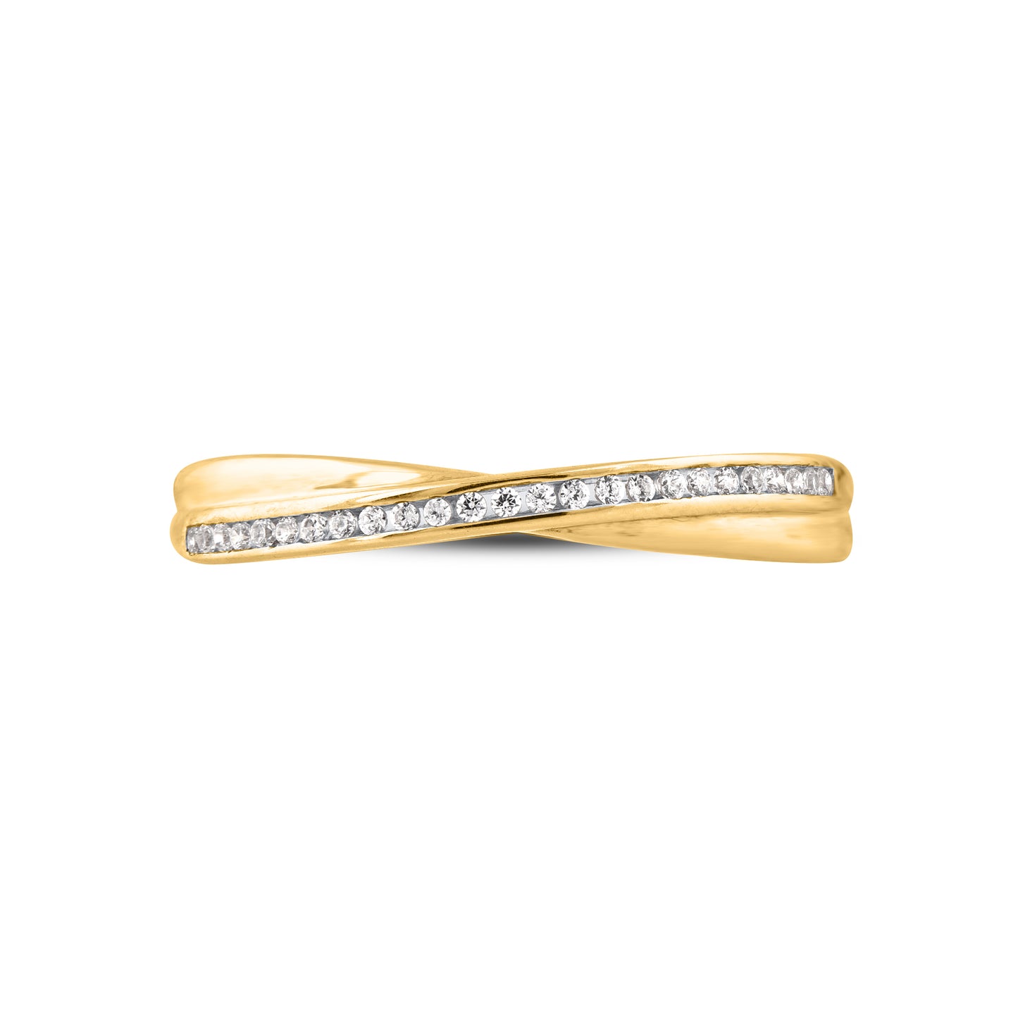 Diamond Crisscross Band Ring in 10K Gold