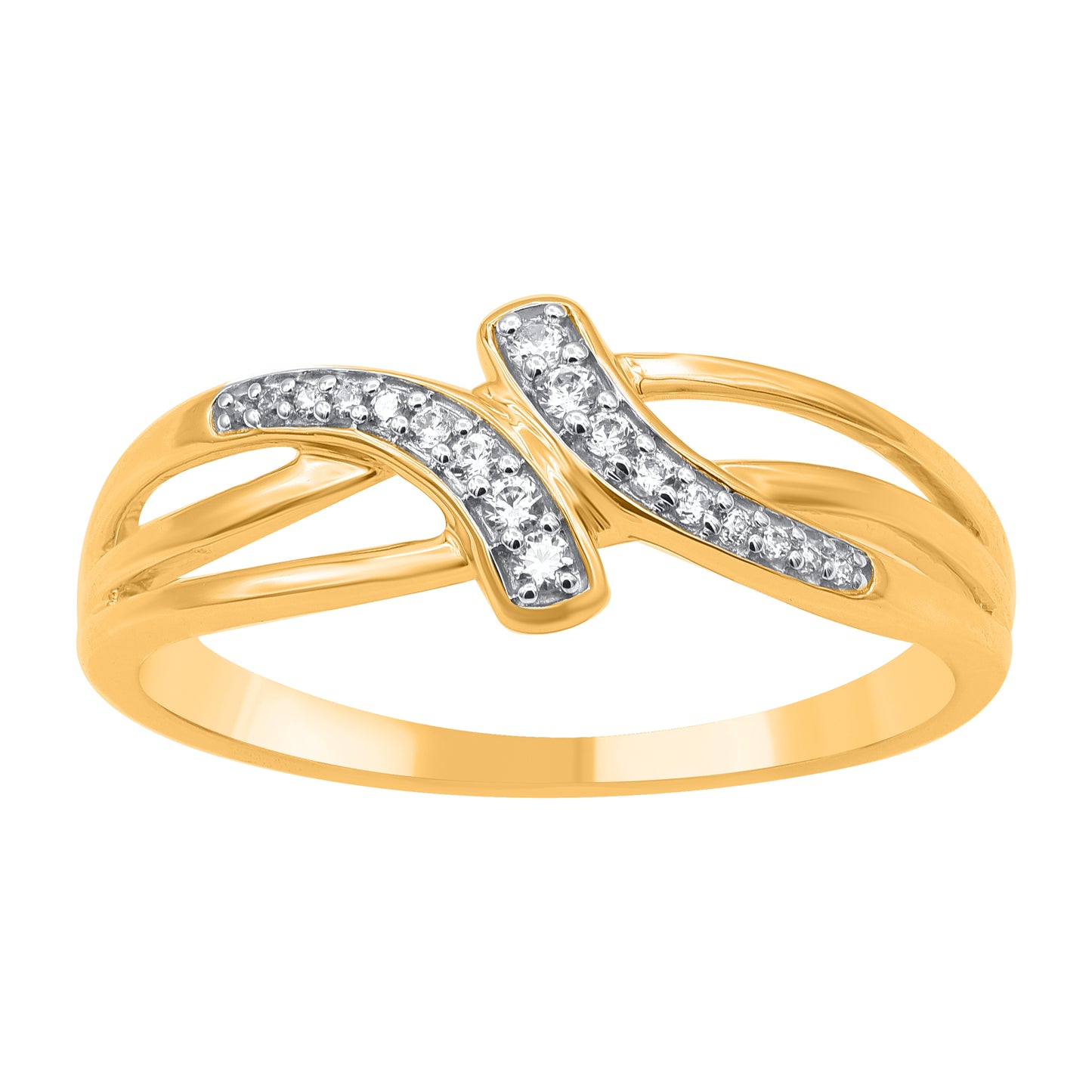 0.08 Carat Diamond Bypass Ring in 14K Yellow Gold