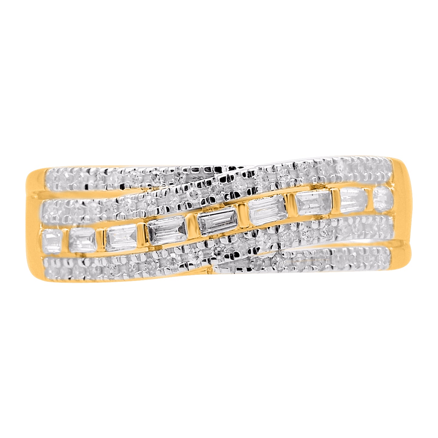 0.30 Carat Natural Diamond Crossover Wedding Band Ring in 14K Yellow Gold