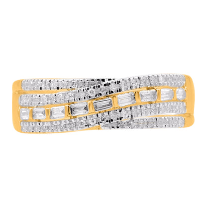 0.30 Carat Natural Diamond Crossover Wedding Band Ring in 14K Yellow Gold