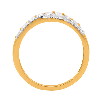 0.30 Carat Natural Diamond Crossover Wedding Band Ring in 14K Yellow Gold