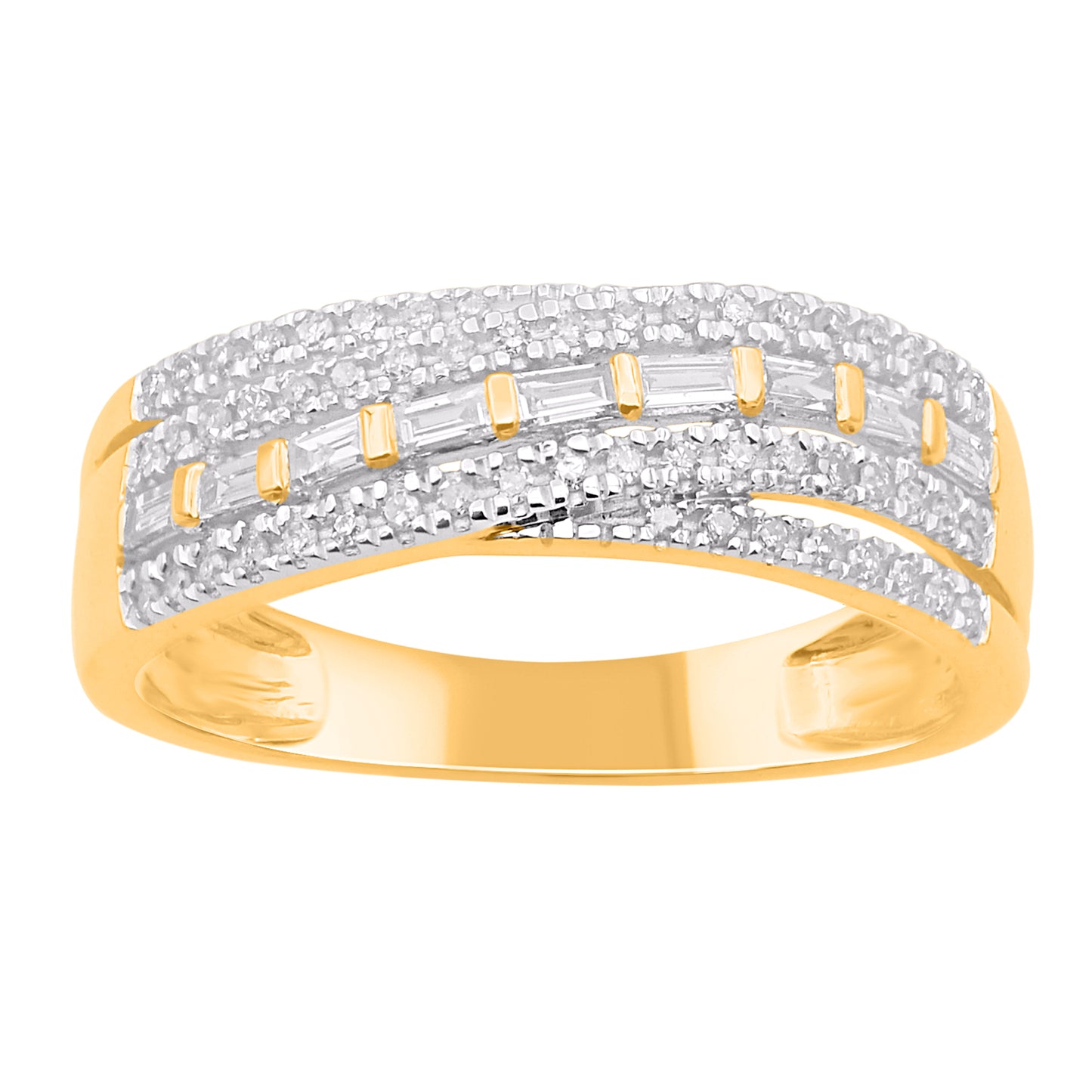 0.30 Carat Natural Diamond Crossover Wedding Band Ring in 14K Yellow Gold