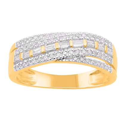 0.30 Carat Natural Diamond Crossover Wedding Band Ring in 14K Yellow Gold