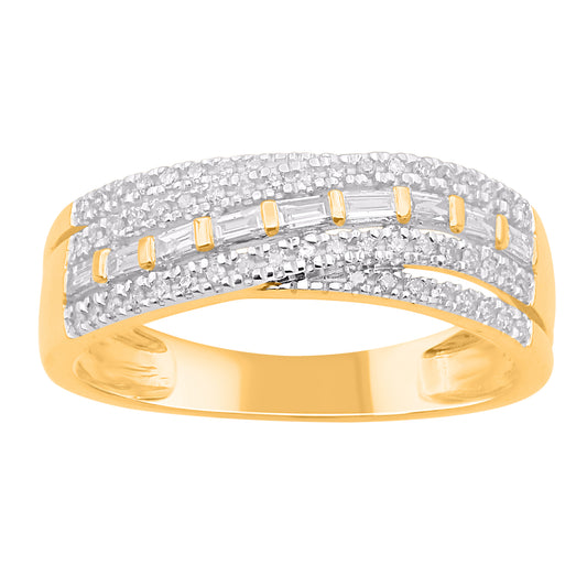 0.30 Carat Natural Diamond Crossover Wedding Band Ring in 14K Yellow Gold