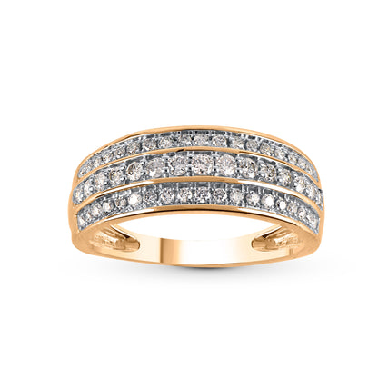 Three Row Engagement Band Ring in 10K Gold