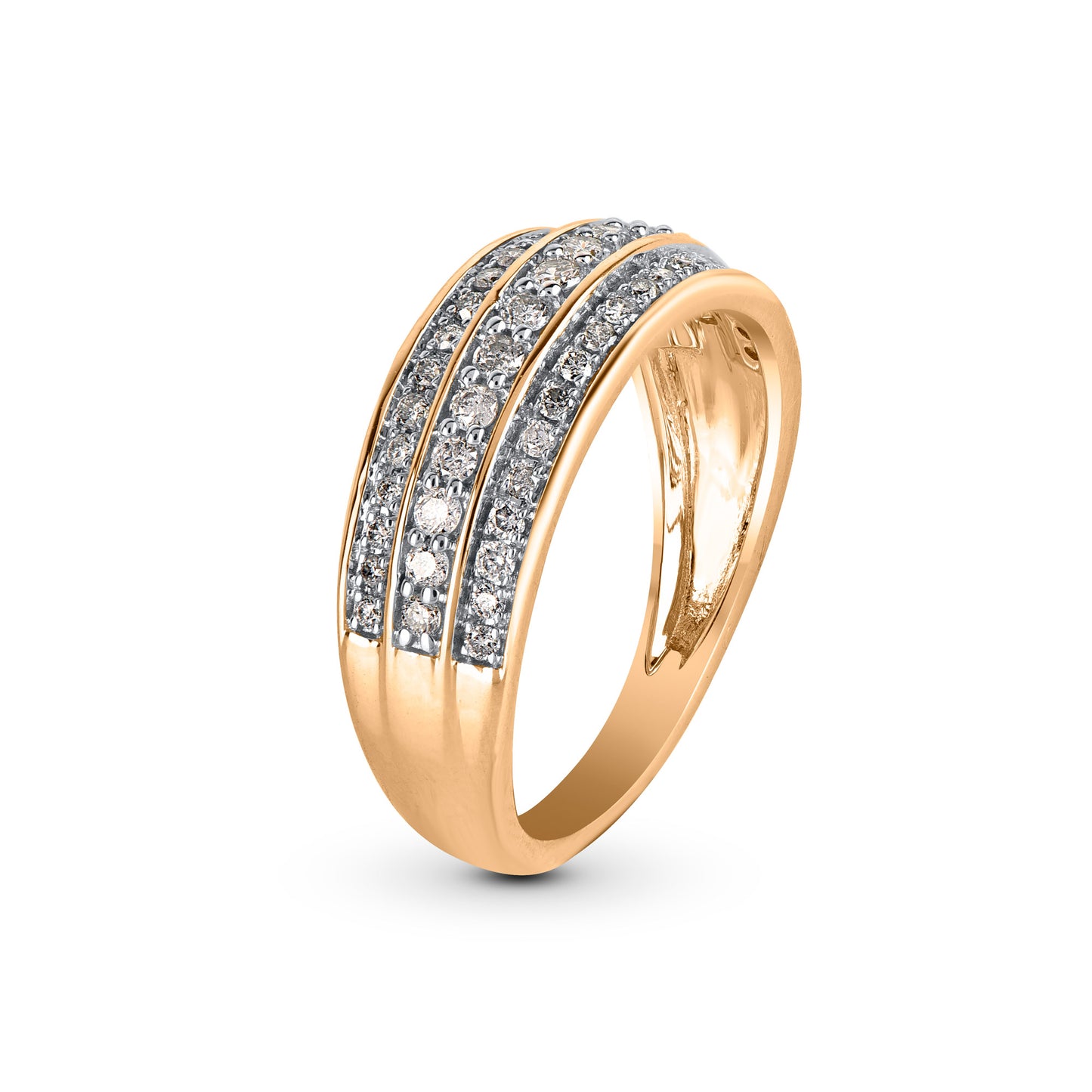 Three Row Engagement Band Ring in 10K Gold