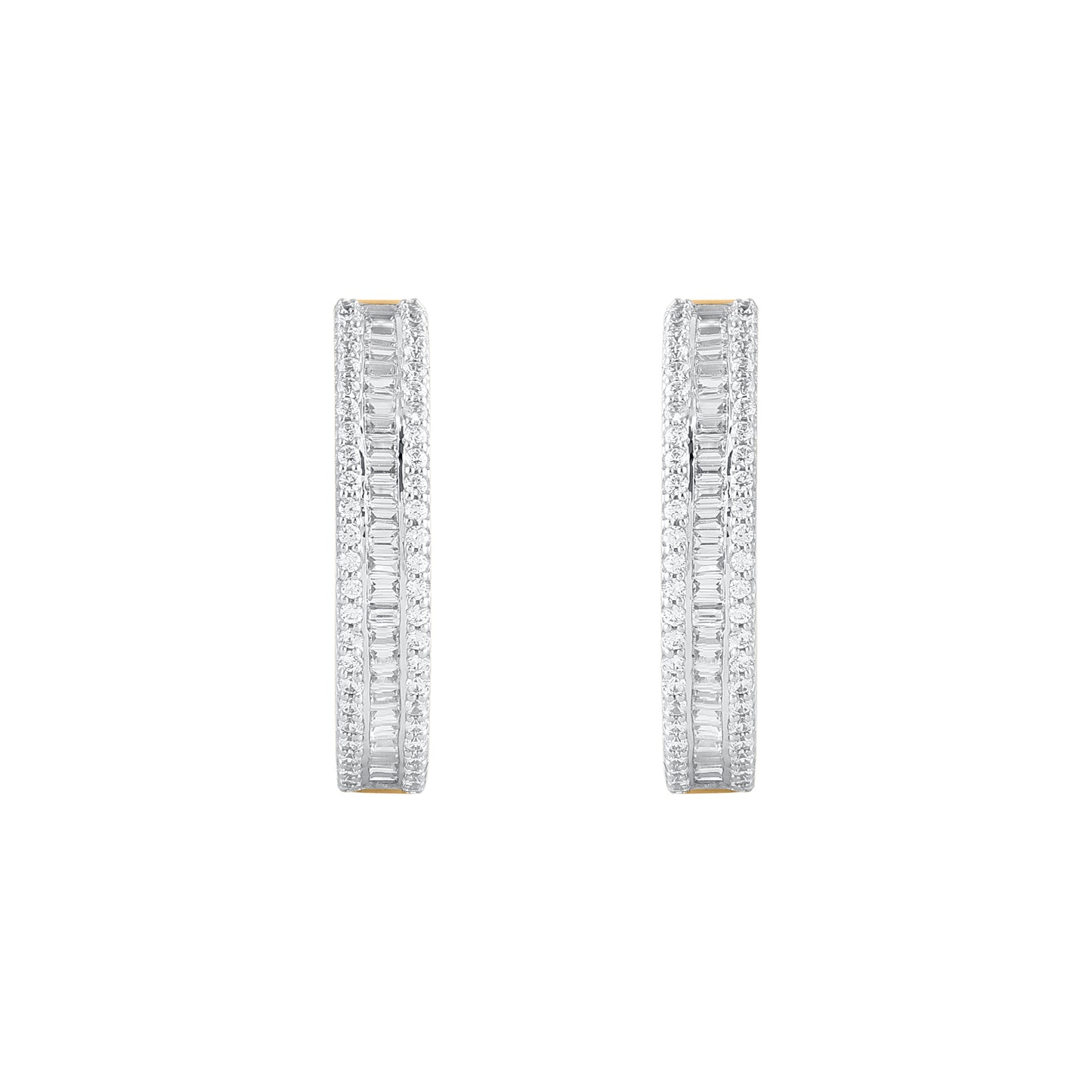 1.0 Carat Natural Diamond 14 Karat Yellow Gold Hoop Earrings