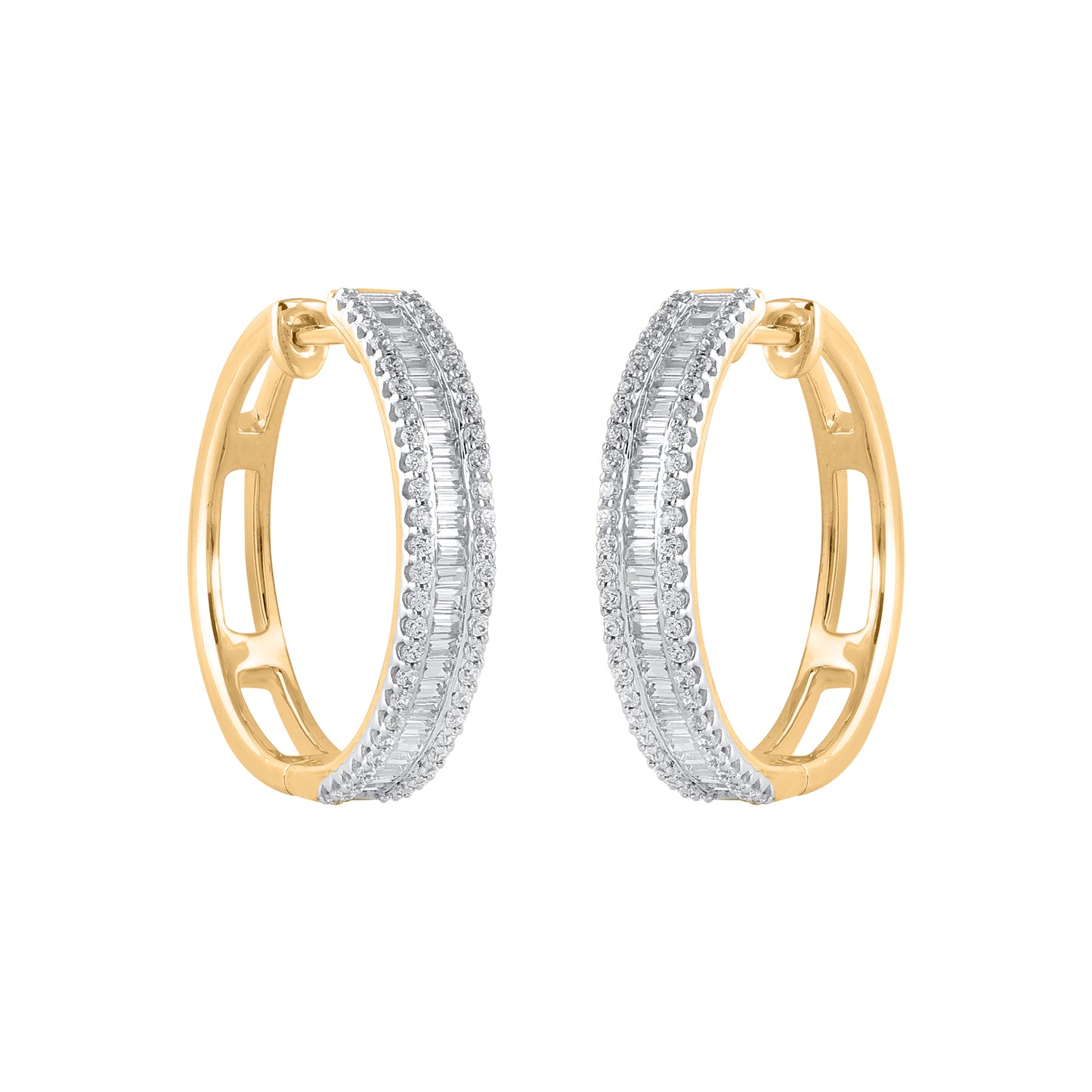 1.0 Carat Natural Diamond 14 Karat Yellow Gold Hoop Earrings