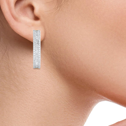 1.0 Carat Natural Diamond 14 Karat Yellow Gold Hoop Earrings