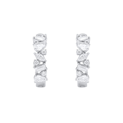 1.0 Carat Mixed-Cut Diamond Hoop Earrings in 14K White Gold