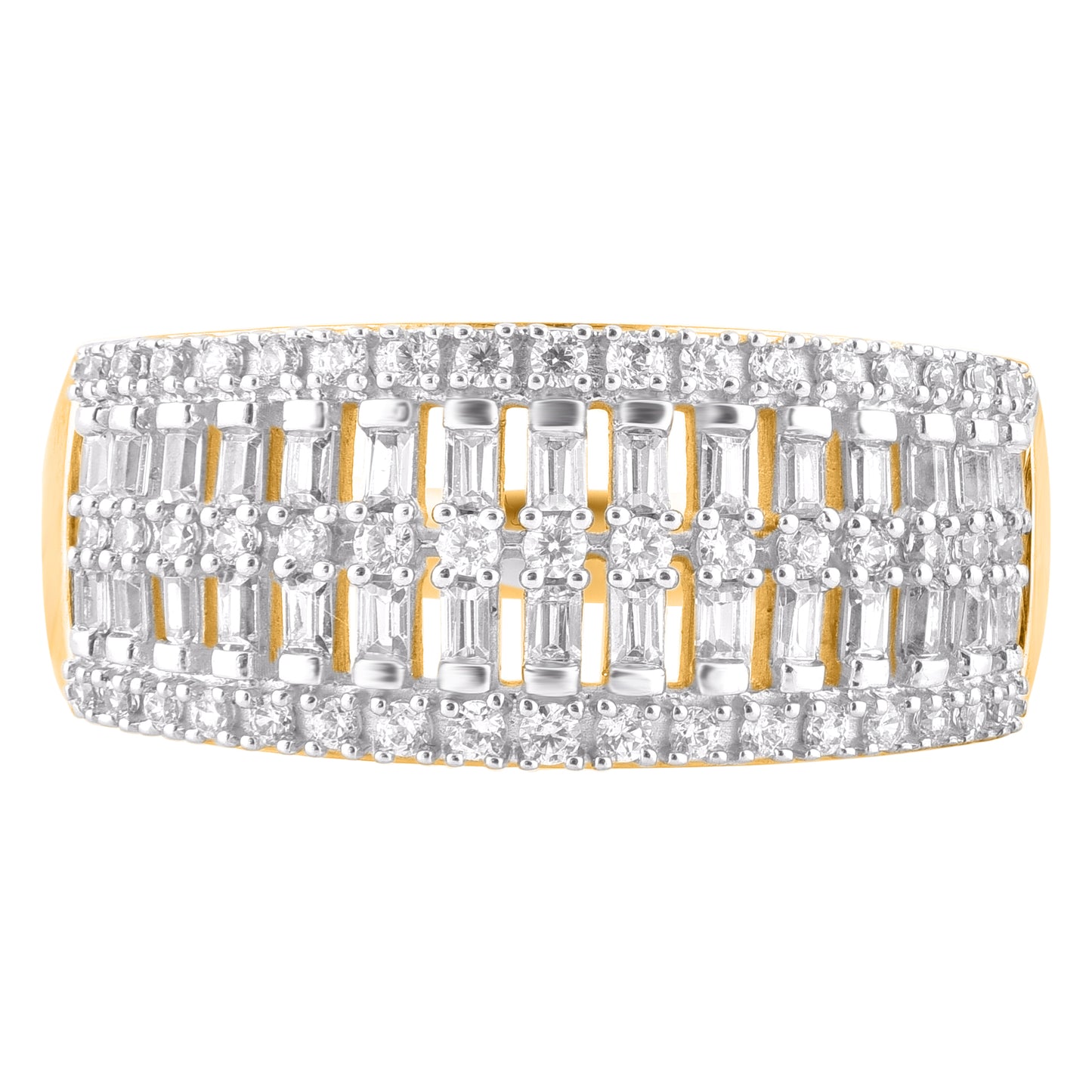 0.50 Ct Diamond Multi-Row Wedding Band Ring in 14K Yellow Gold