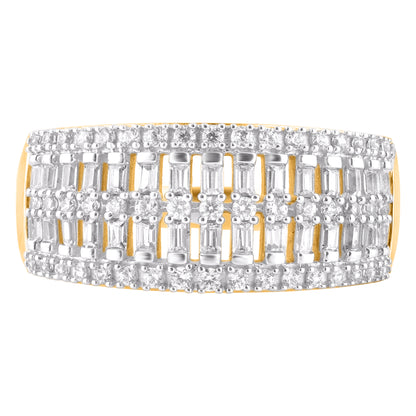 0.50 Ct Diamond Multi-Row Wedding Band Ring in 14K Yellow Gold
