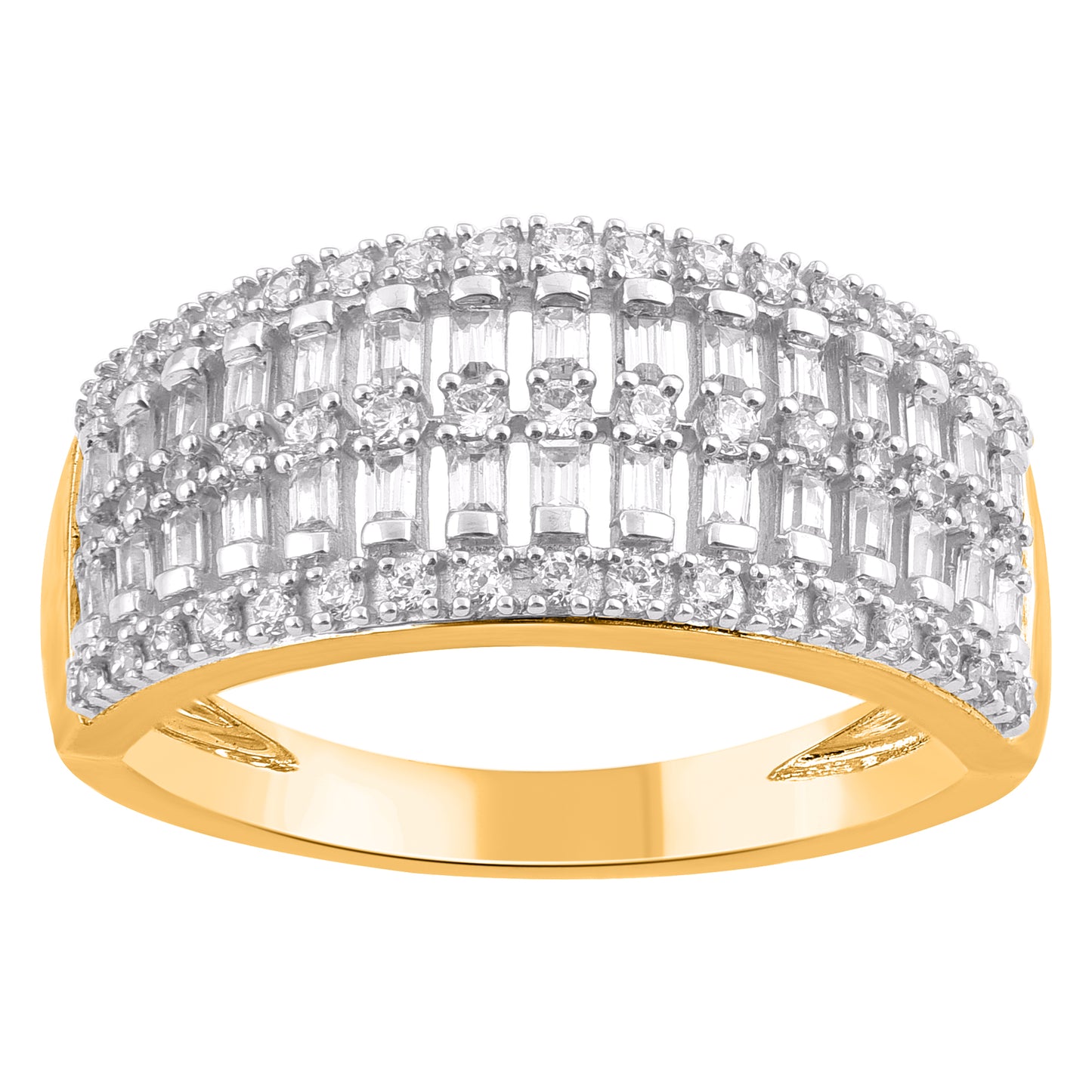 0.50 Ct Diamond Multi-Row Wedding Band Ring in 14K Yellow Gold