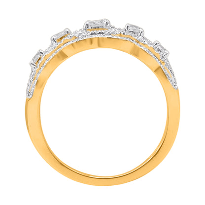 0.75 Ct Natural Round Diamond Wedding Band Ring in 14KT Yellow Gold