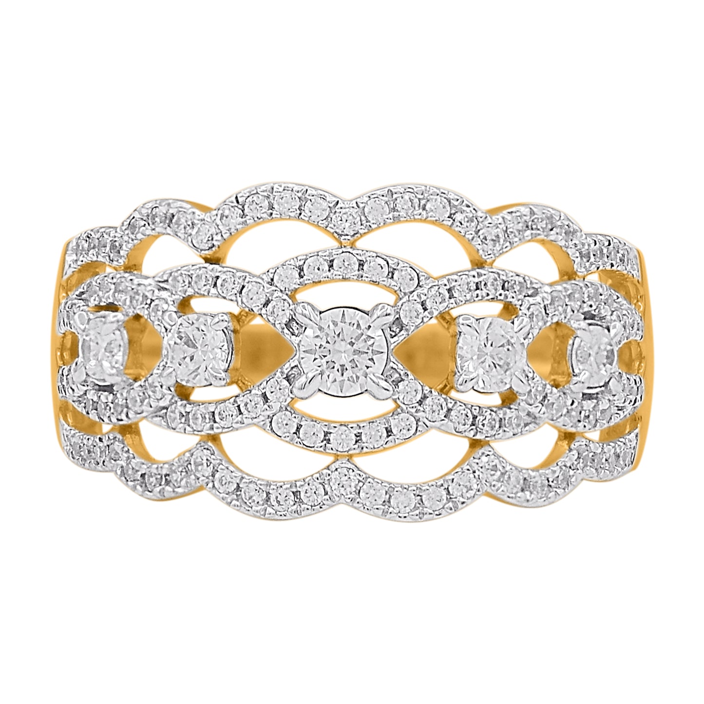 0.75 Ct Natural Round Diamond Wedding Band Ring in 14KT Yellow Gold
