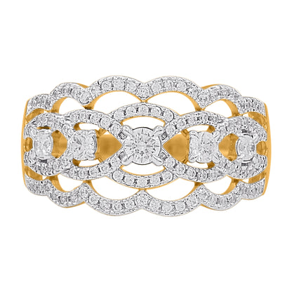 0.75 Ct Natural Round Diamond Wedding Band Ring in 14KT Yellow Gold