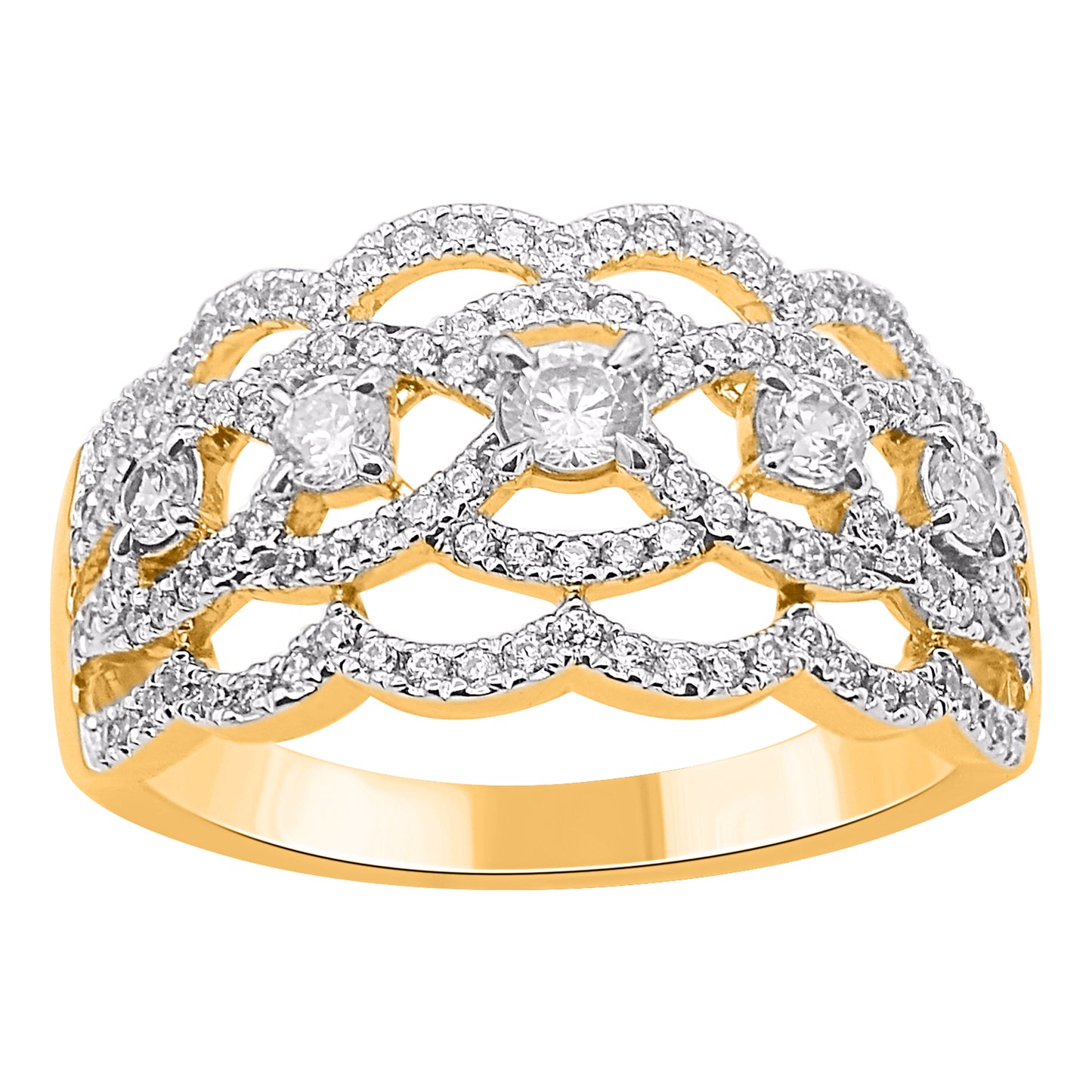 0.75 Ct Natural Round Diamond Wedding Band Ring in 14KT Yellow Gold