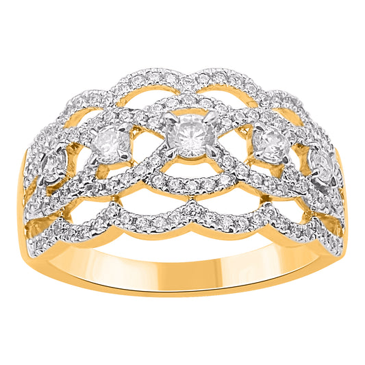 0.75 Ct Natural Round Diamond Wedding Band Ring in 14KT Yellow Gold