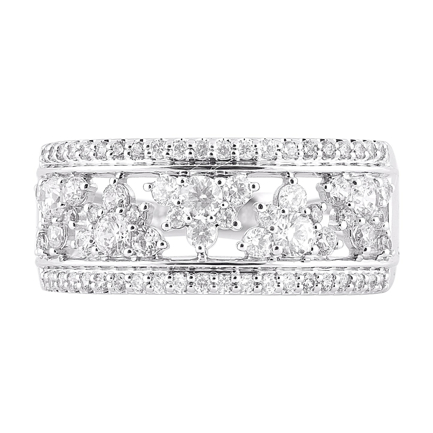 1.0 Carat Natural Diamond 18KT White Gold Vintage-Style Band Ring