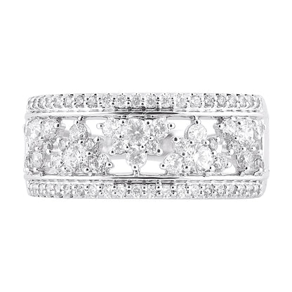 1.0 Carat Natural Diamond 18KT White Gold Vintage-Style Band Ring