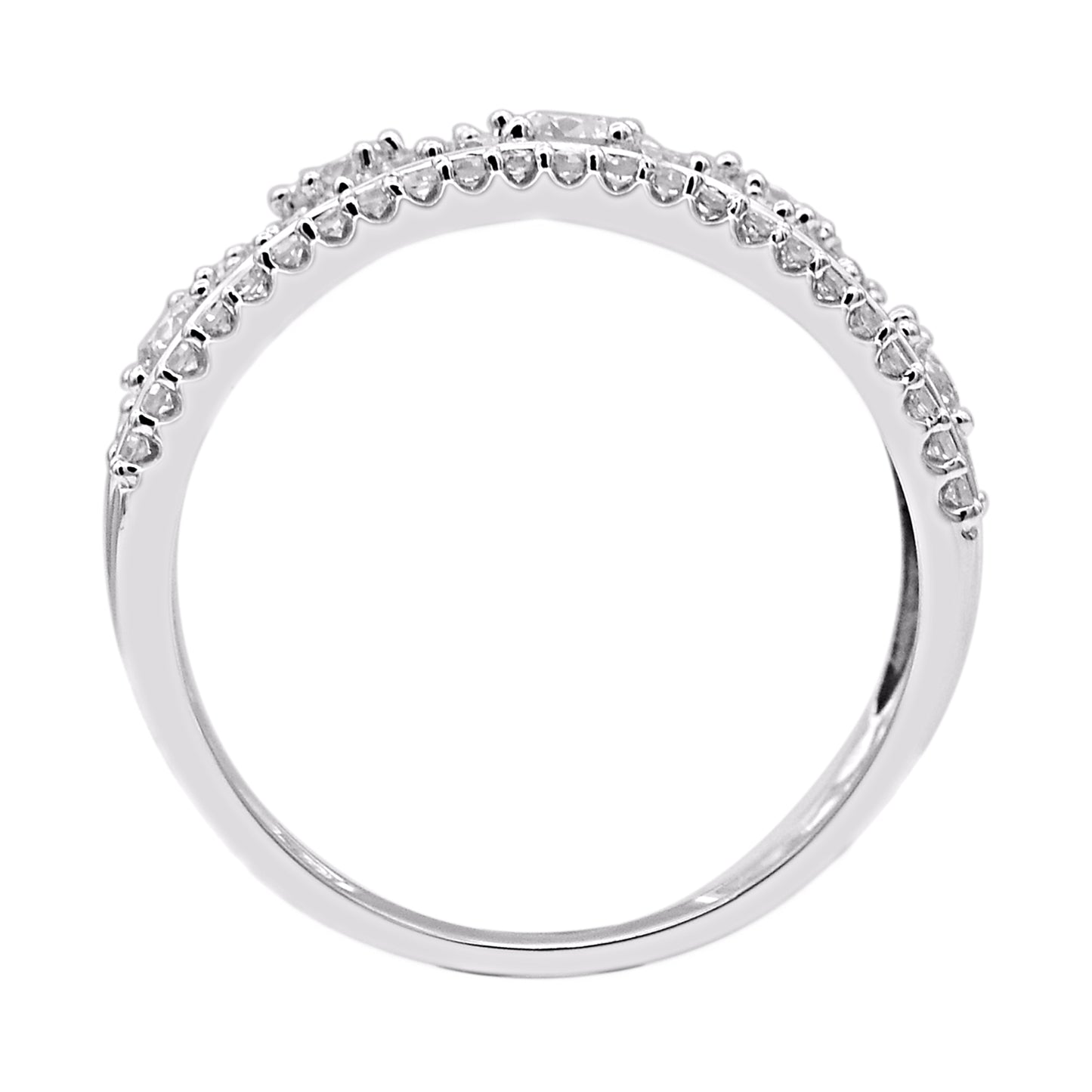 1.0 Carat Natural Diamond 18KT White Gold Vintage-Style Band Ring