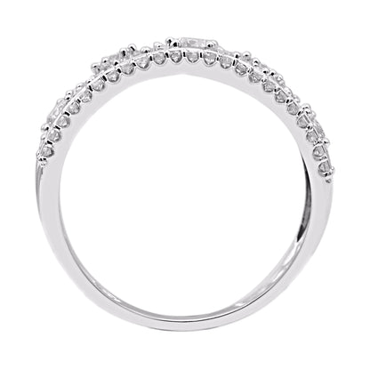 1.0 Carat Natural Diamond 18KT White Gold Vintage-Style Band Ring
