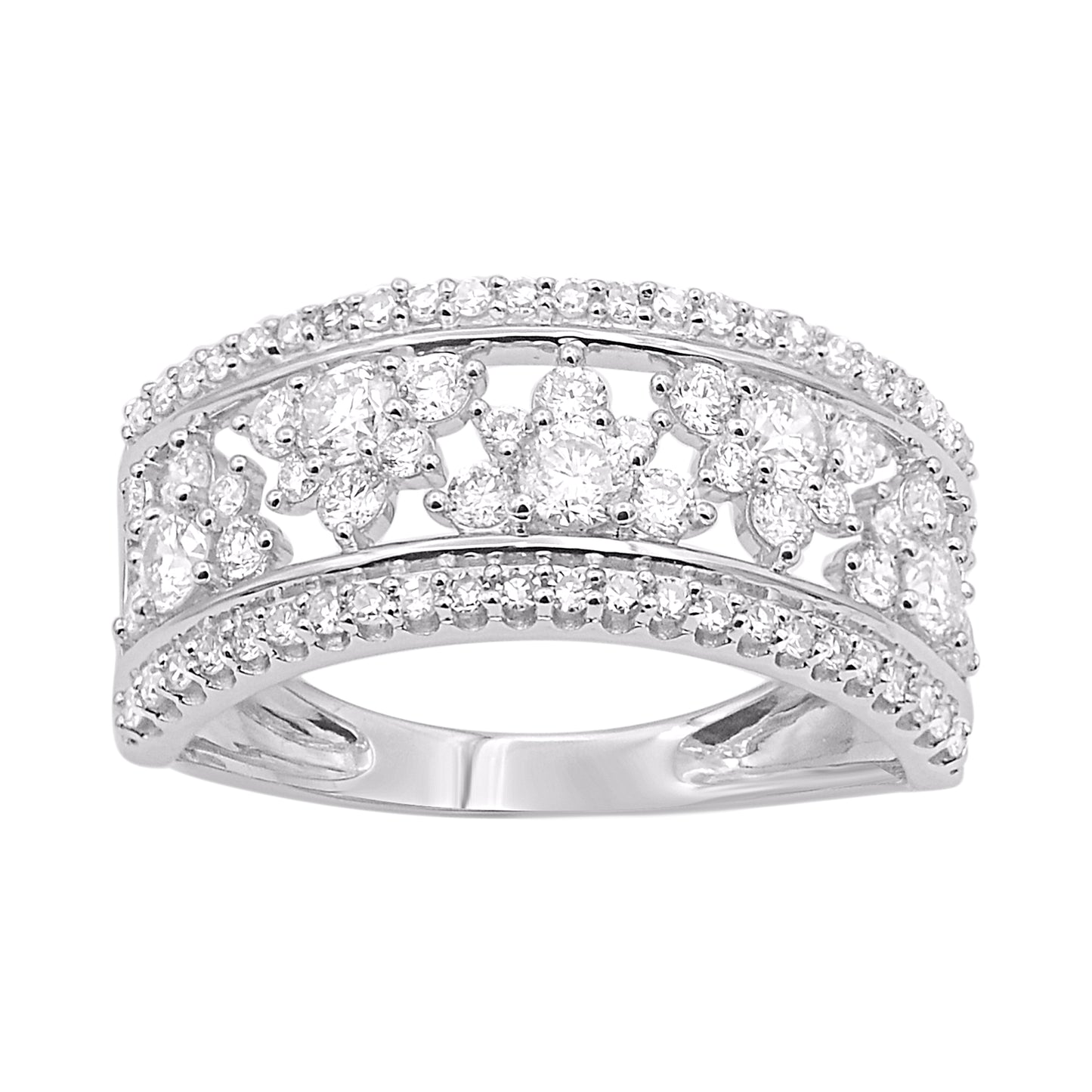 1.0 Carat Natural Diamond 18KT White Gold Vintage-Style Band Ring