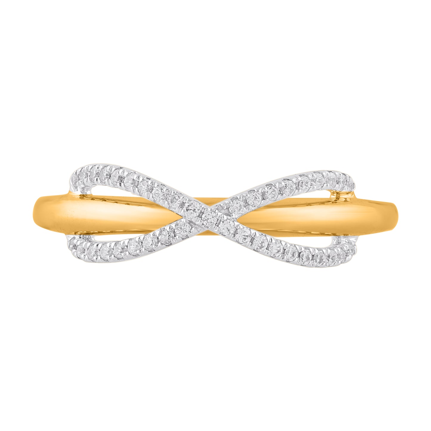 0.15 Carat Natural Round Diamond 14KT Yellow Gold Infinity Ring
