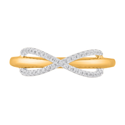 0.15 Carat Natural Round Diamond 14KT Yellow Gold Infinity Ring