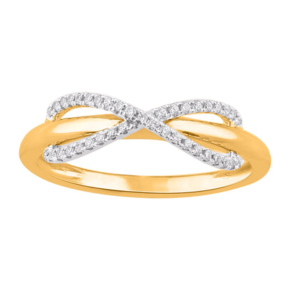 0.15 Carat Natural Round Diamond 14KT Yellow Gold Infinity Ring
