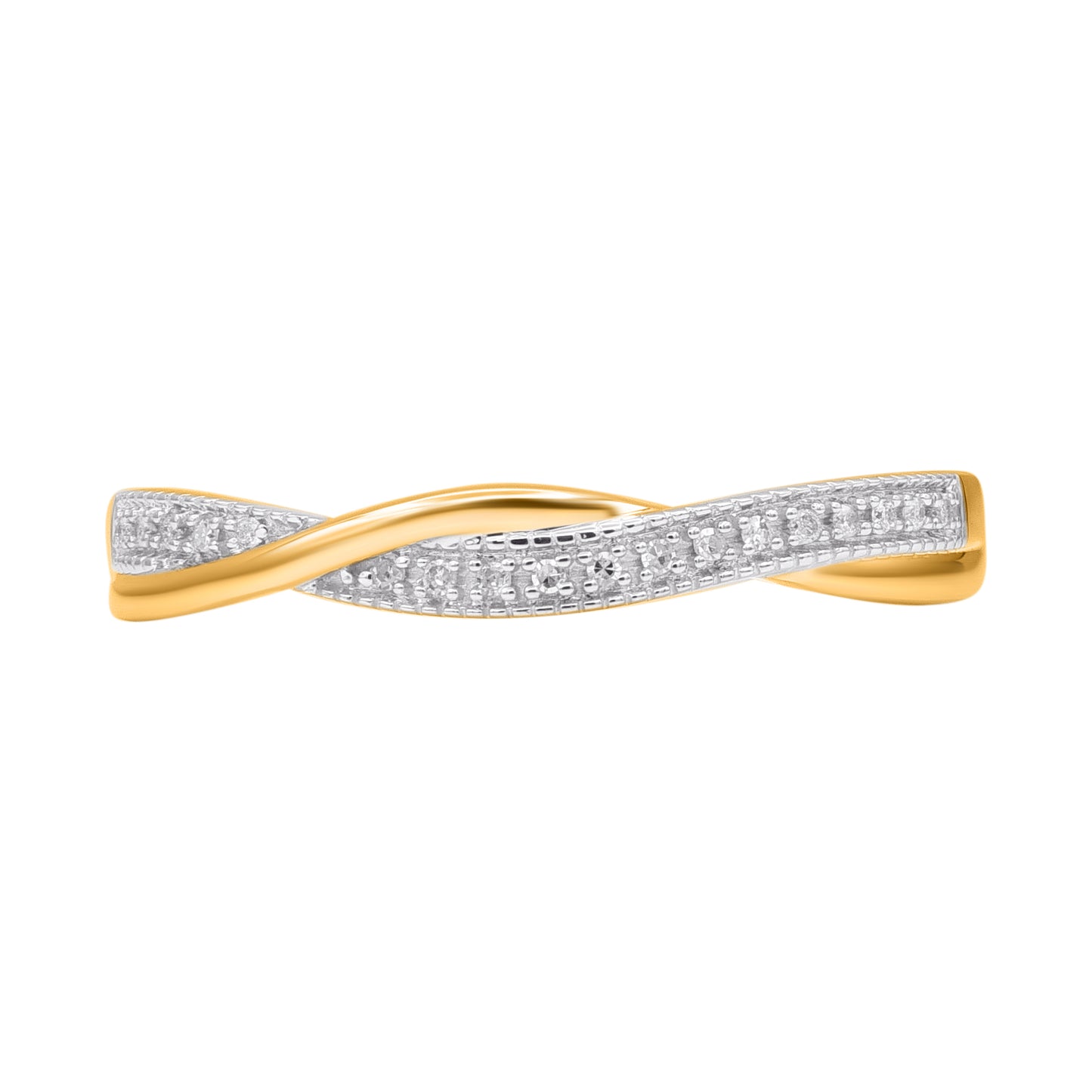 0.04 Carat Natural Diamond Wedding Band Ring in 14K Yellow Gold