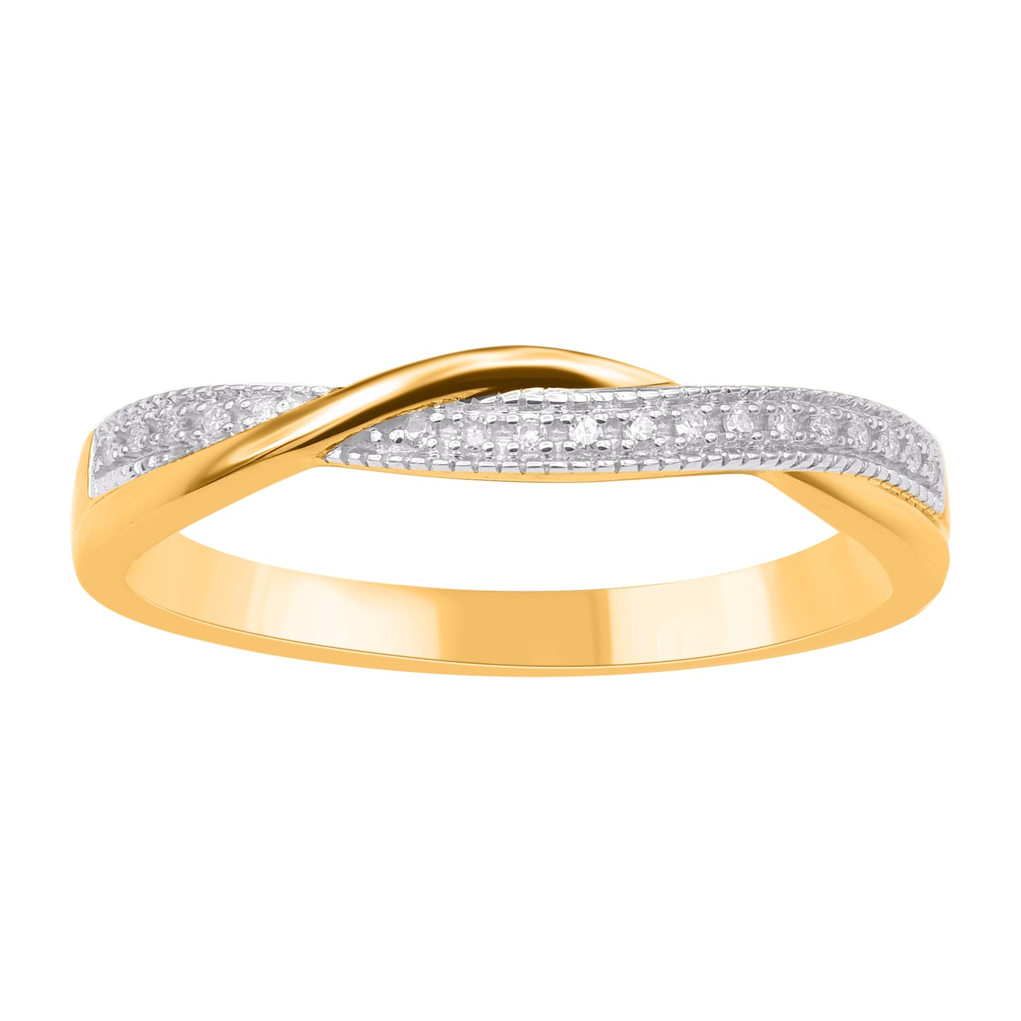 0.04 Carat Natural Diamond Wedding Band Ring in 14K Yellow Gold